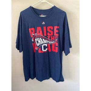 Majestic Mens Cleveland Indians Raise the flag 2016 Shirt 2XL GUC